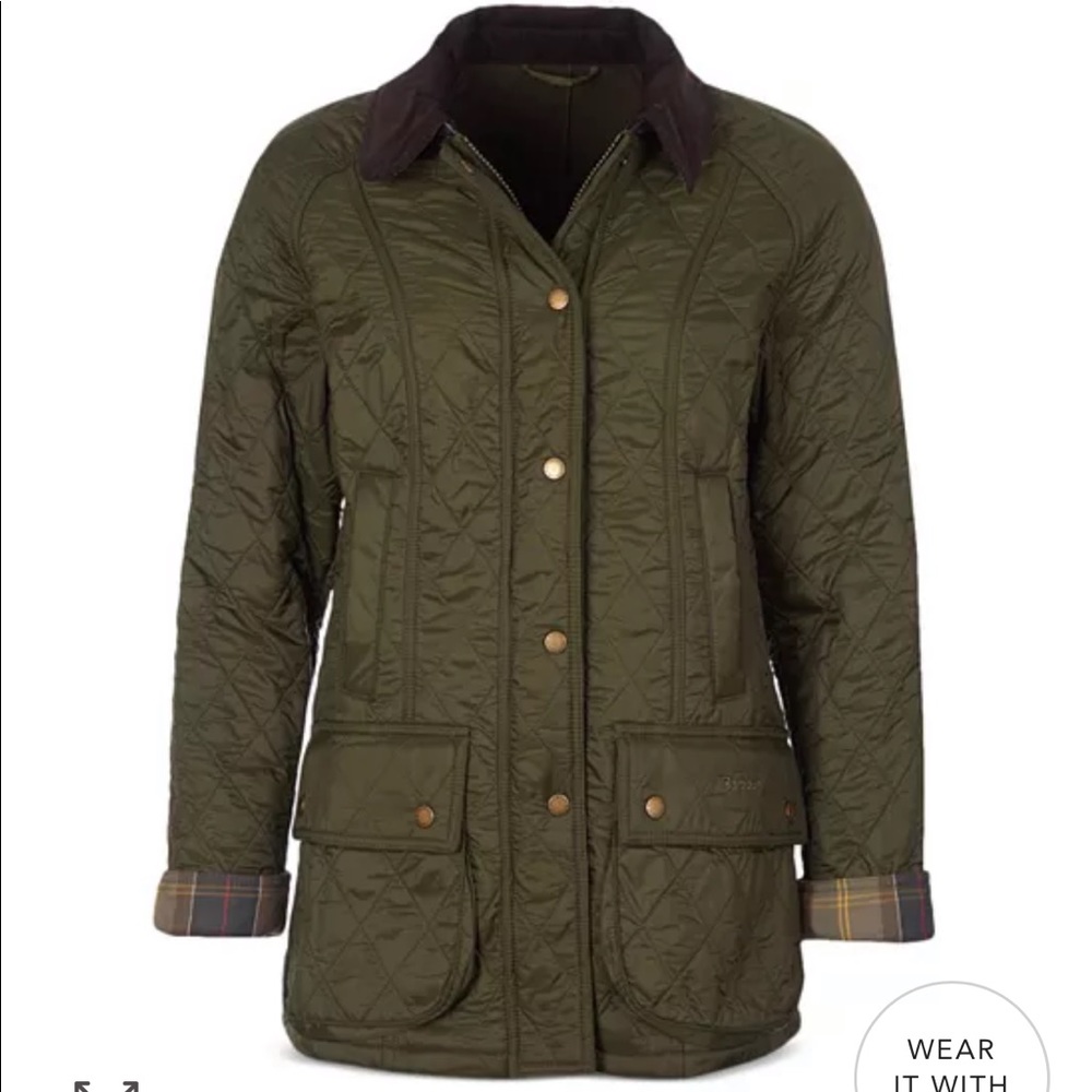 Barbour Beadnell Polarquilt Olive Women’s Jacket Size 4